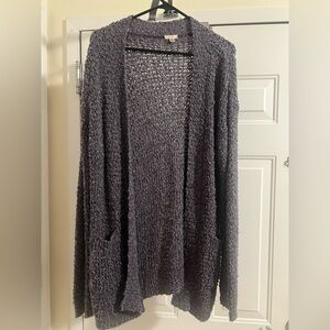 Ecote Open-Front Chunky Knit Cardigan in Charcoal Gray